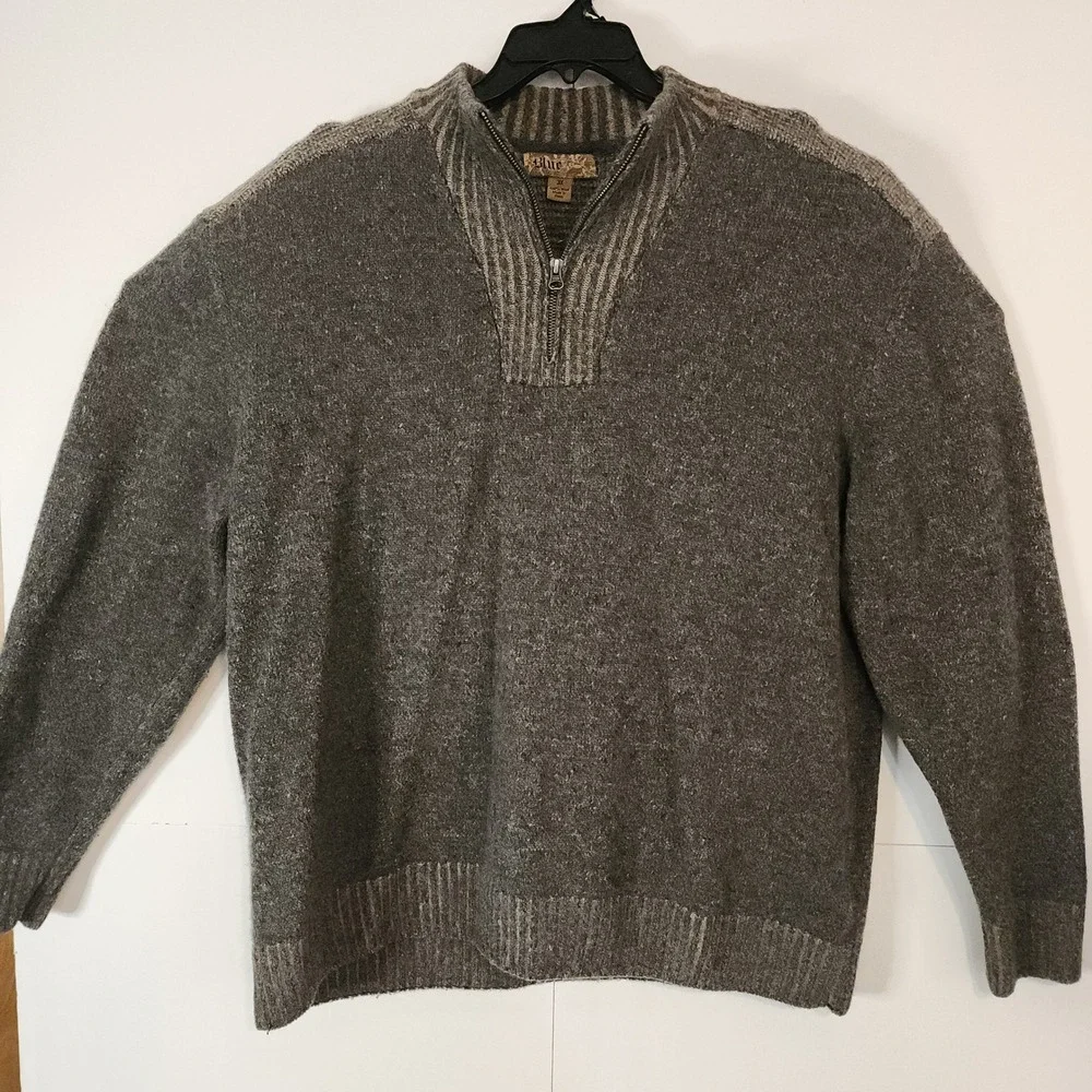 C73 Blue Pronto‎ Uomo Mens 3X 100% Wool Quarter Zip Pullover Sweater Brown Tan